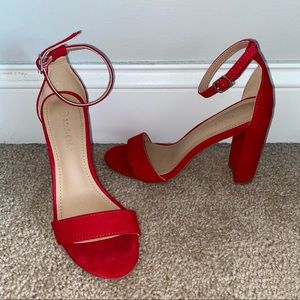 women's red heels.